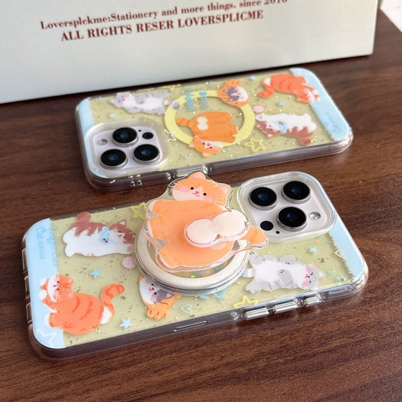 Cute Cat Butt Magnetic Phone Stand Case for iPhone