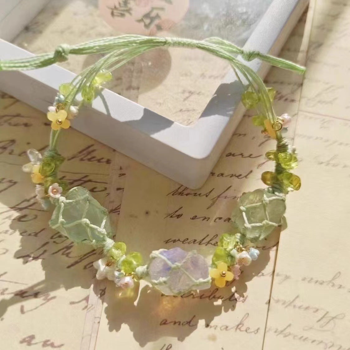 Celestial Garland: Floral Crown Crystal Bracelet Collection