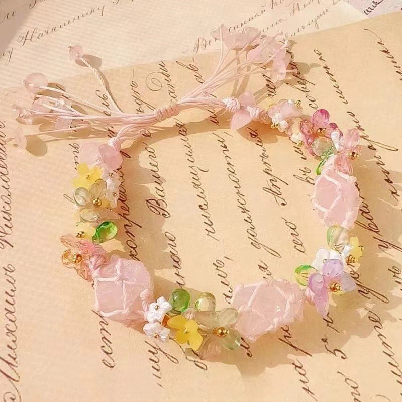 Celestial Garland: Floral Crown Crystal Bracelet Collection