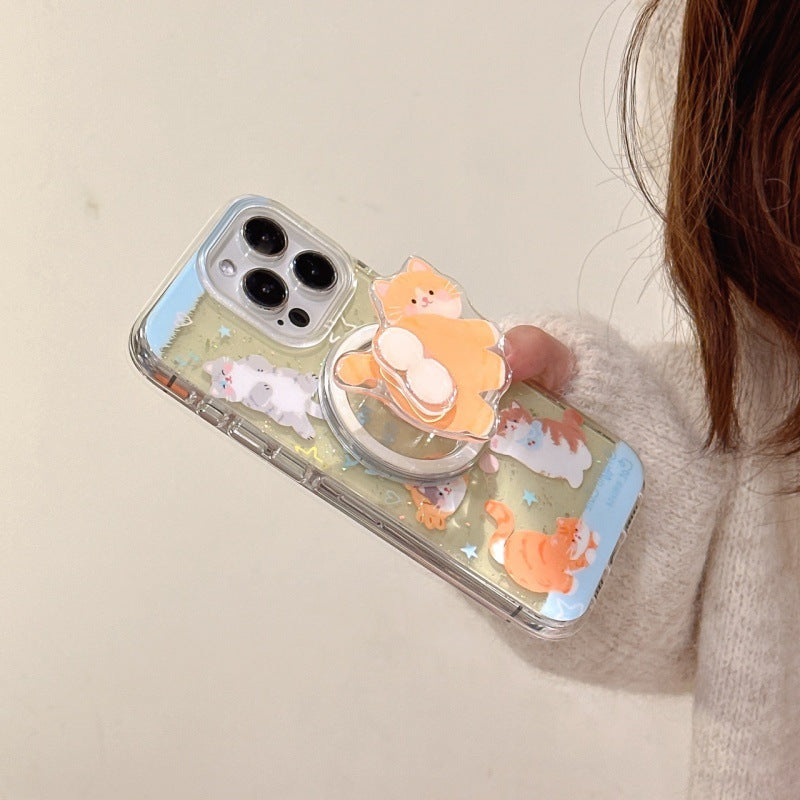 Cute Cat Butt Magnetic Phone Stand Case for iPhone