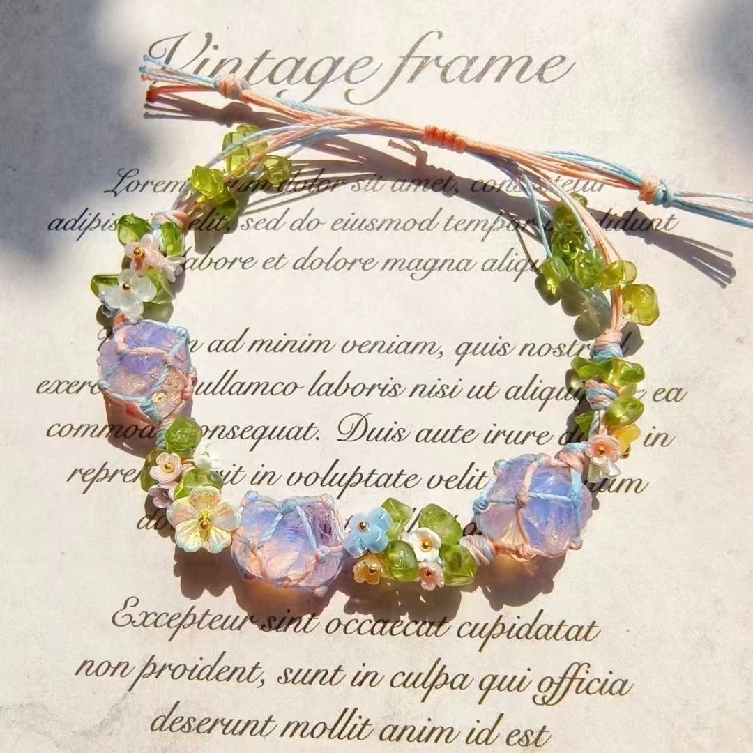 Celestial Garland: Floral Crown Crystal Bracelet Collection