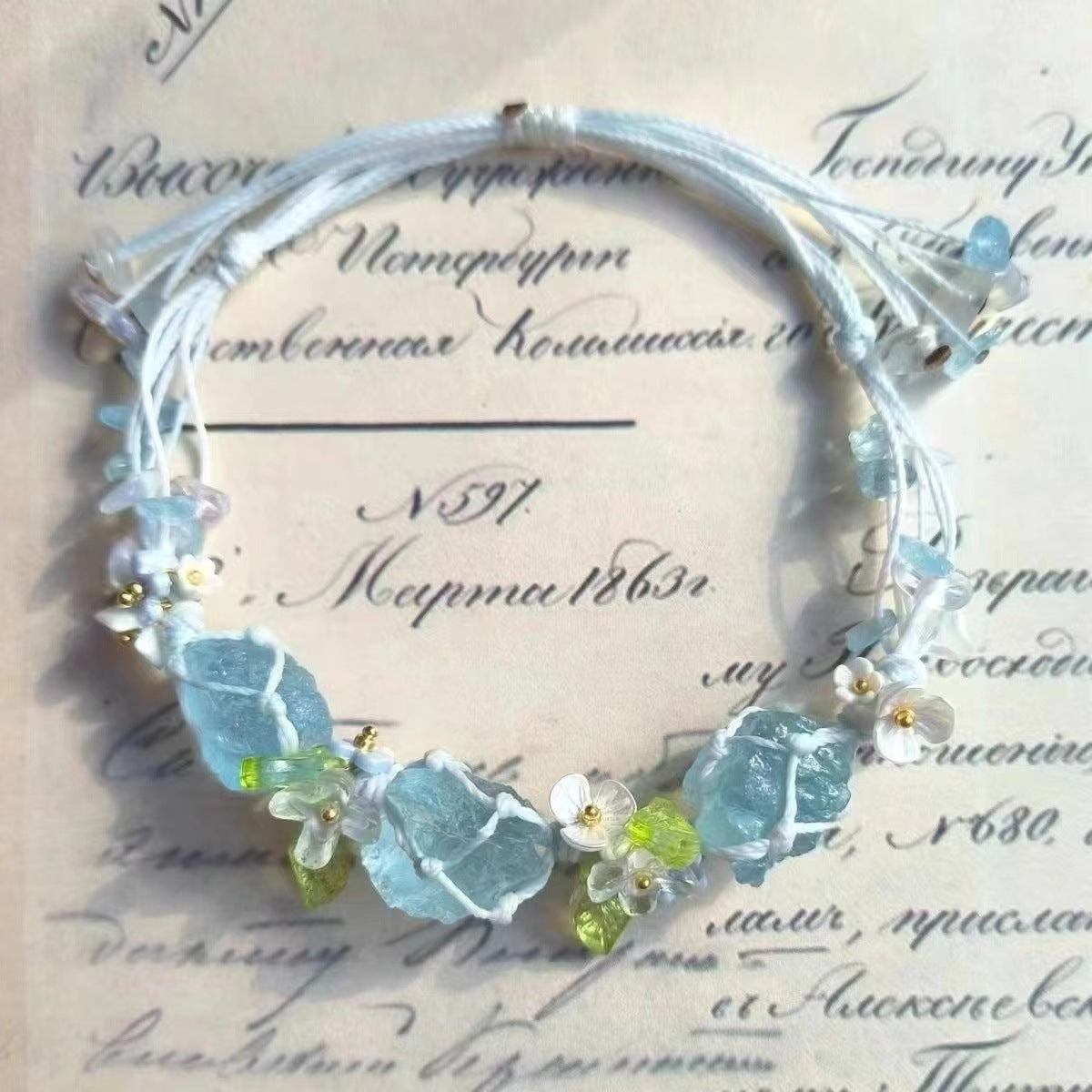 Celestial Garland: Floral Crown Crystal Bracelet Collection