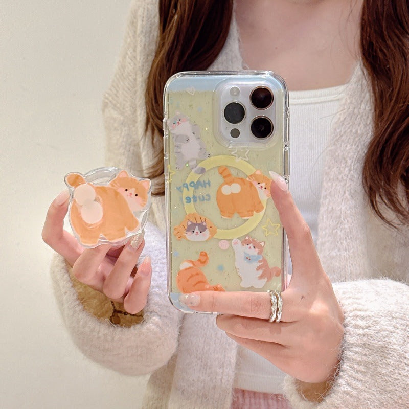Cute Cat Butt Magnetic Phone Stand Case for iPhone