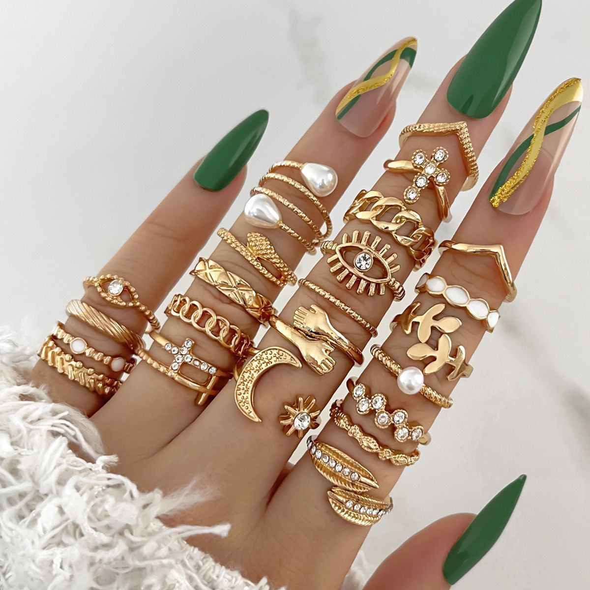 Elegant Multi-Ring Collection Set - Mix & Match Stackable Rings