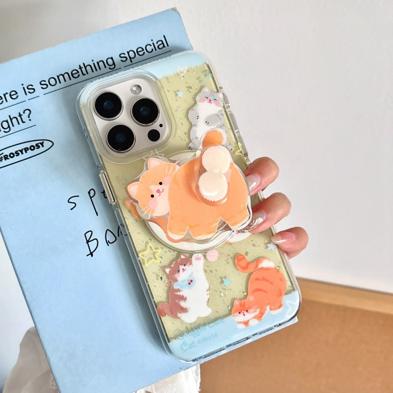Cute Cat Butt Magnetic Phone Stand Case for iPhone