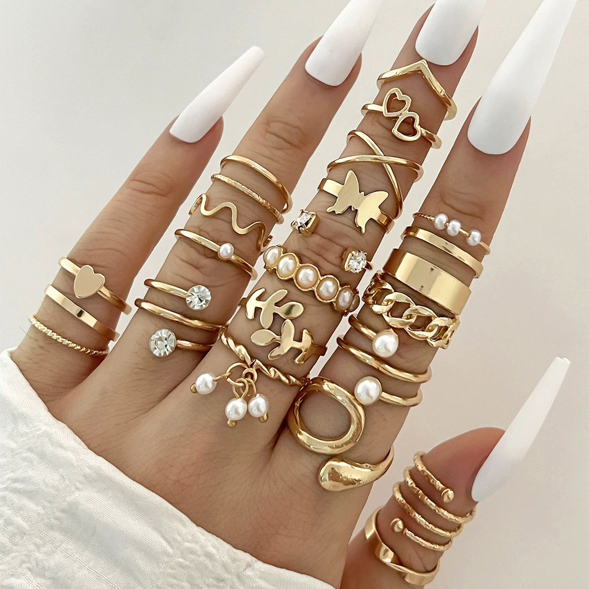 Elegant Multi-Ring Collection Set - Mix & Match Stackable Rings