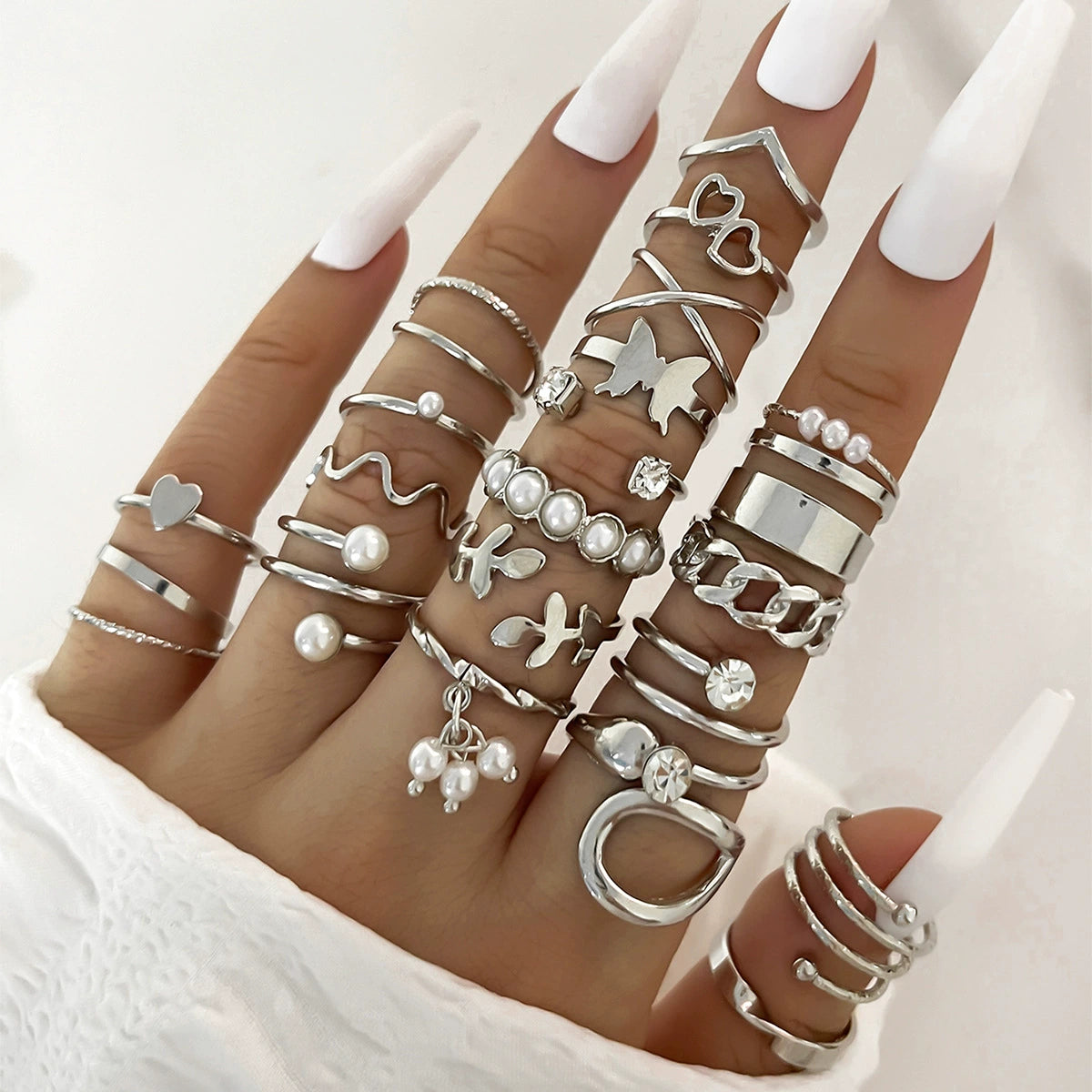 Elegant Multi-Ring Collection Set - Mix & Match Stackable Rings
