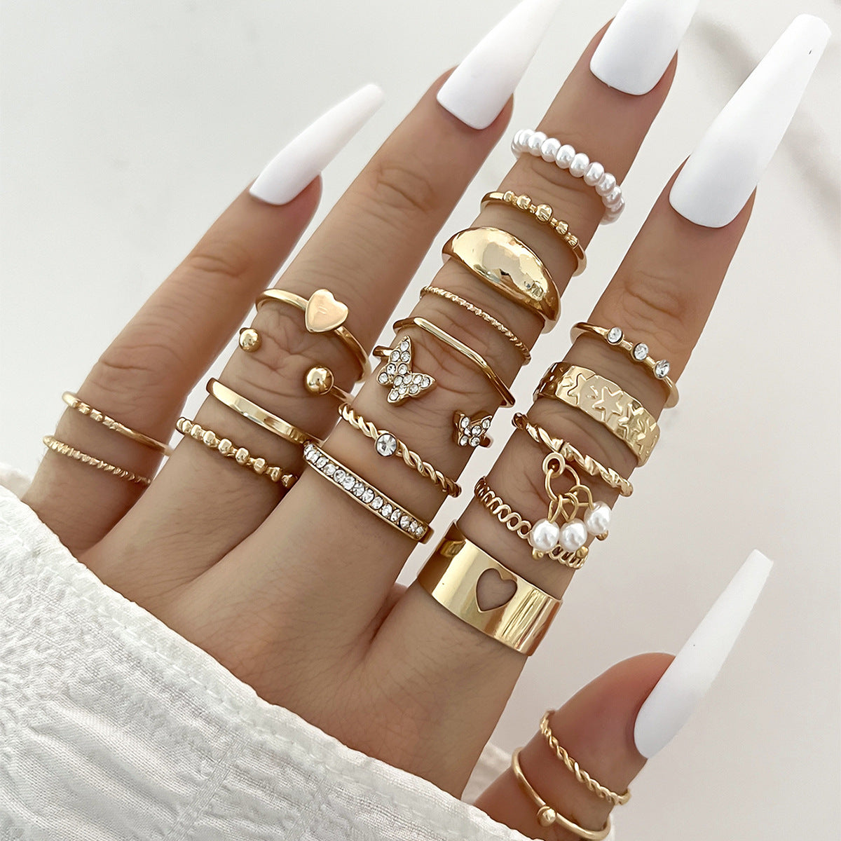 Elegant Multi-Ring Collection Set - Mix & Match Stackable Rings