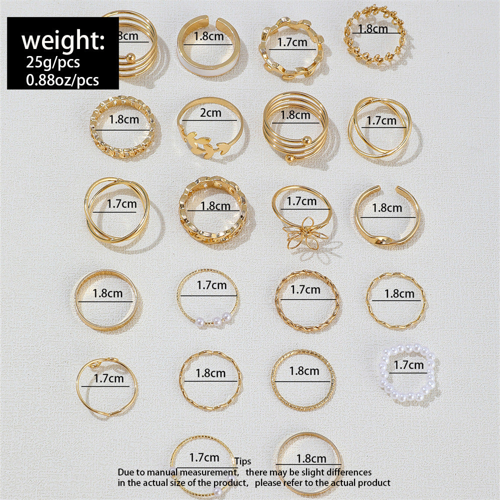 Various sized rings from the collection shown on different fingers demonstrating fit