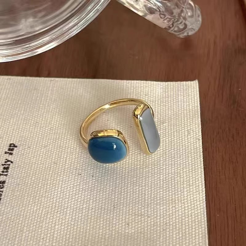 Luxury European Enamel & Shell Adjustable Rings | Stainless Steel