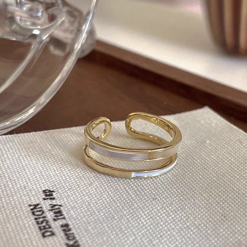 Luxury European Enamel & Shell Adjustable Rings | Stainless Steel