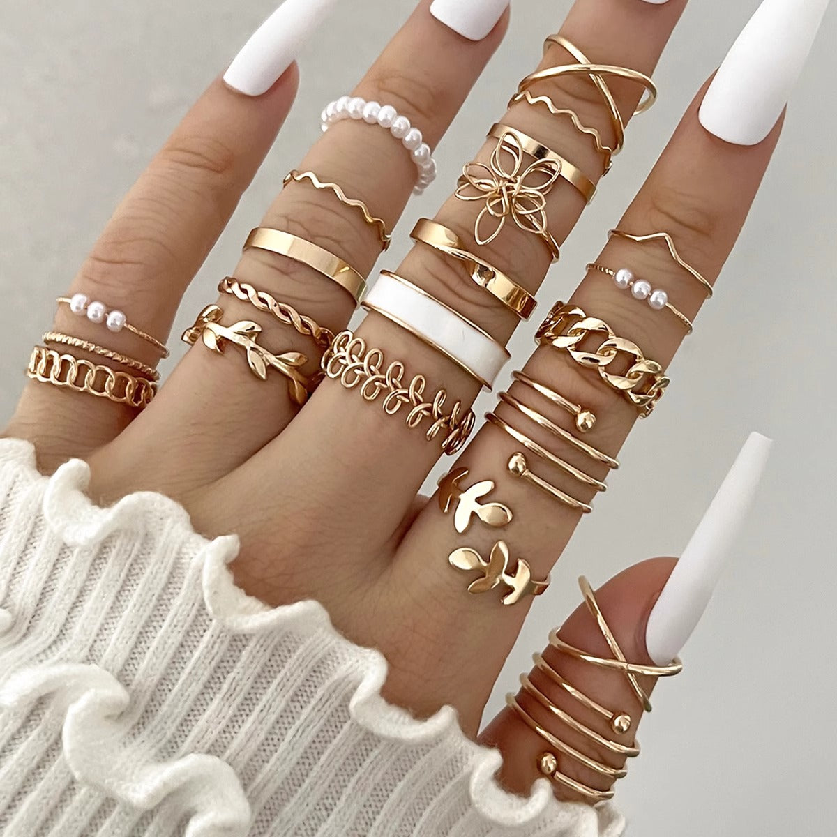 Elegant Multi-Ring Collection Set - Mix & Match Stackable Rings