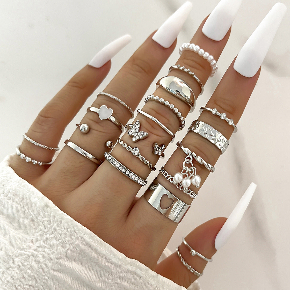 Elegant Multi-Ring Collection Set - Mix & Match Stackable Rings